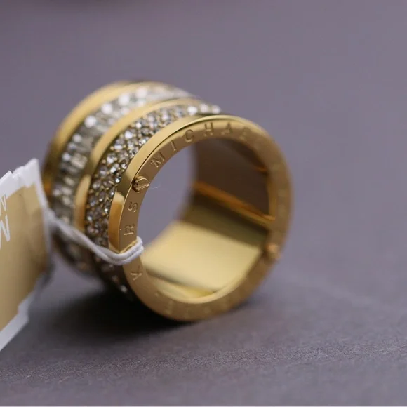 Michael Kors Pave Barrel Gold Ring - Picture 6 of 7